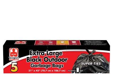 Tuff Guy Extra Large Black Outdoor Garbage Bags 121 L – 5-Pack