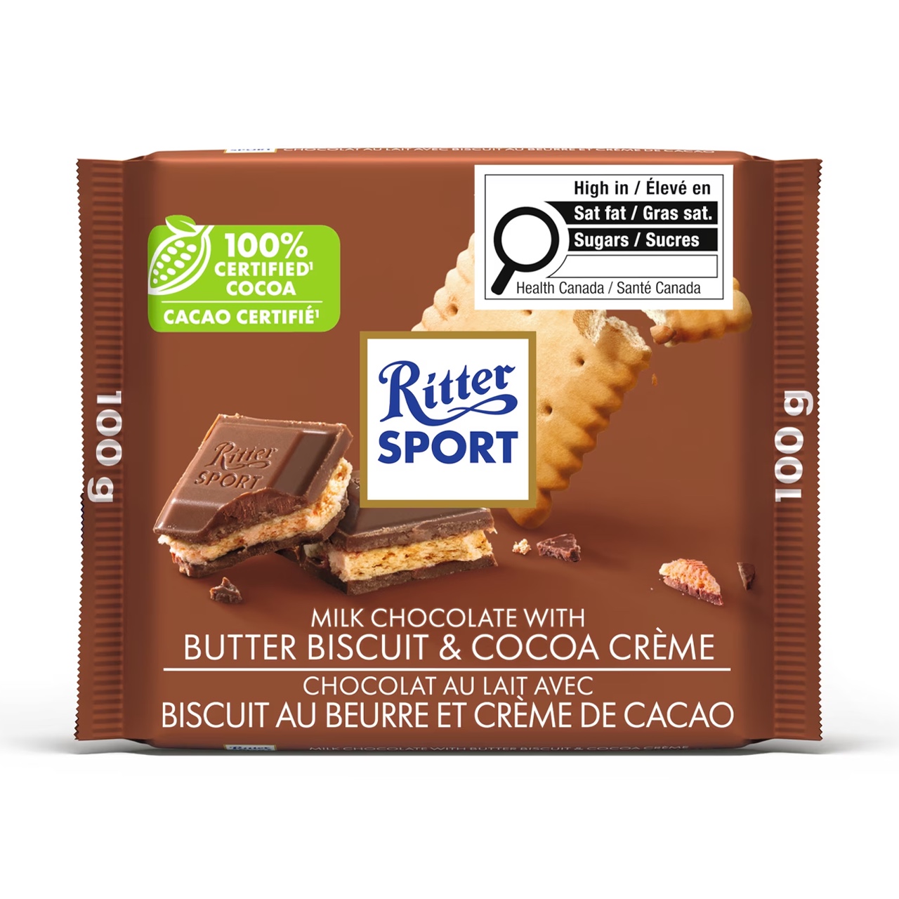 Ritter Sport Milk Chocolate with Butter Biscuit & Cocoa Crème 100 g