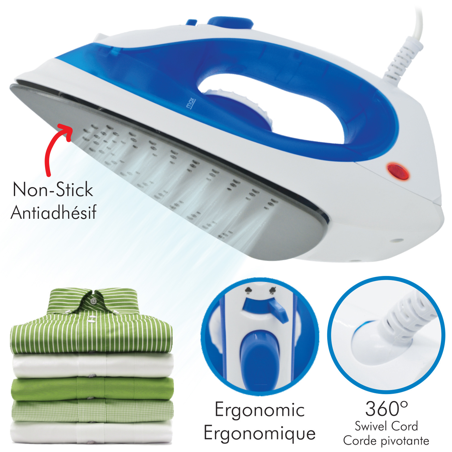 HAUZ Steam & Spray Iron – Blue and White