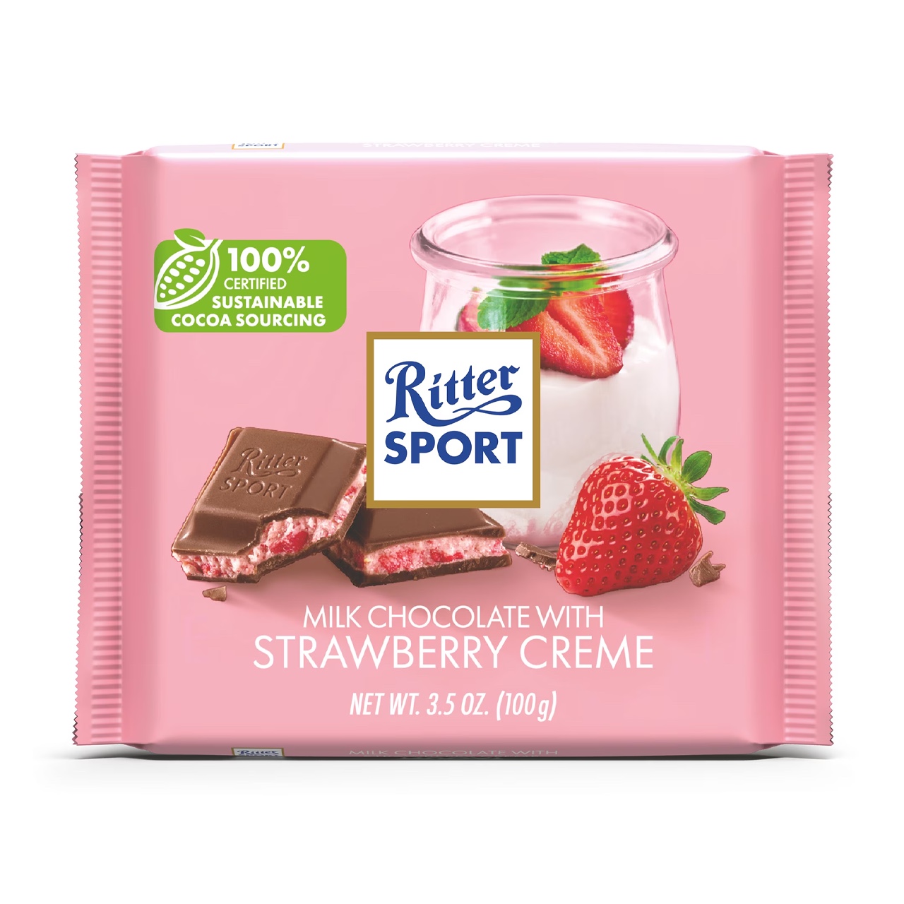 Ritter Sport Milk Chocolate with Strawberry Crème 100 g