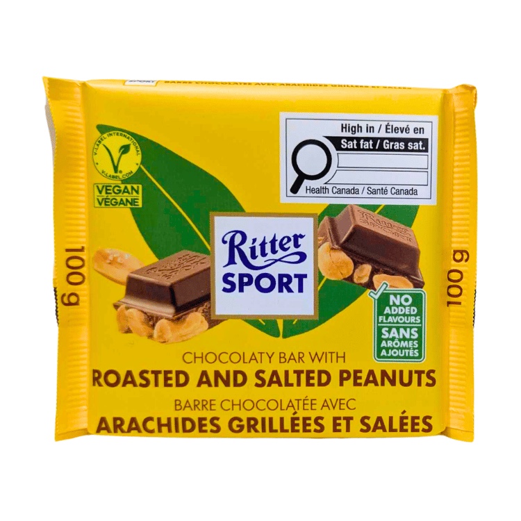 Ritter Sport Vegan Roasted and Salted Peanuts Chocolaty Bar 100 g