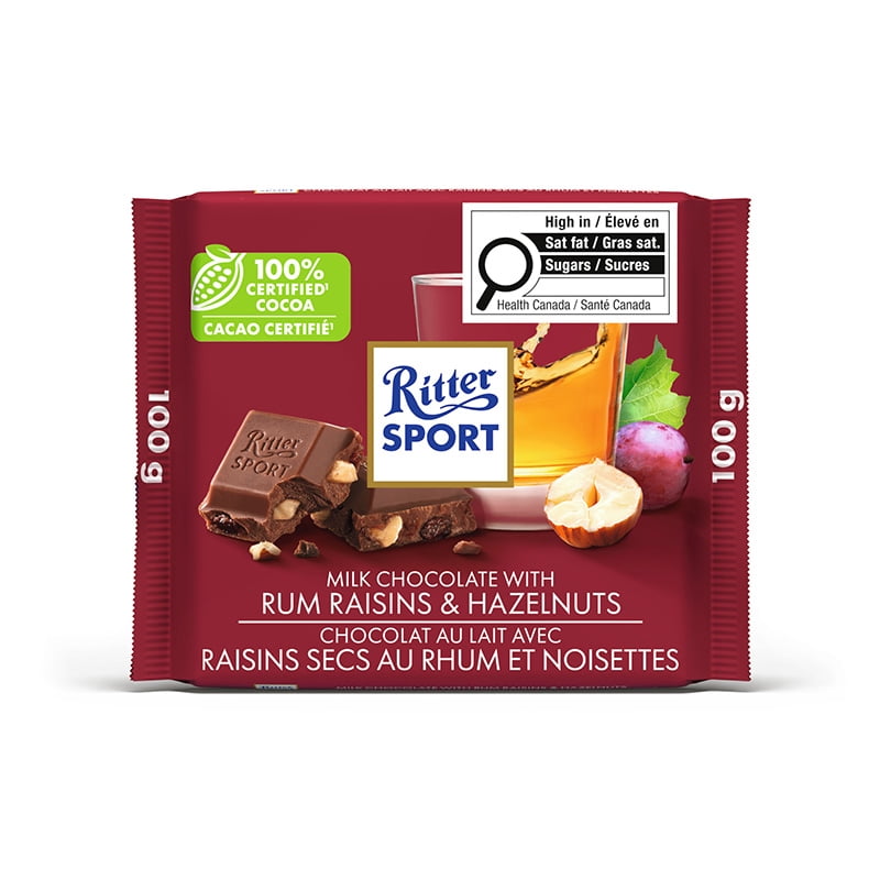 Ritter Sport Milk Chocolate with Rum Raisins & Hazelnuts 100 g