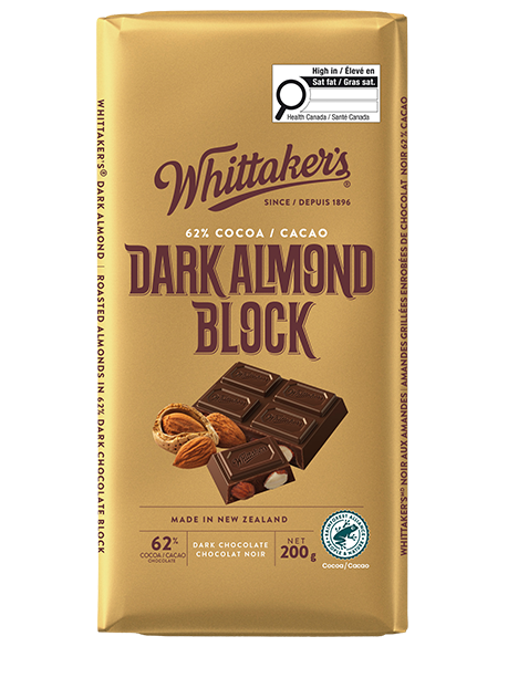Whittaker’s Dark Almond Block — 200 g