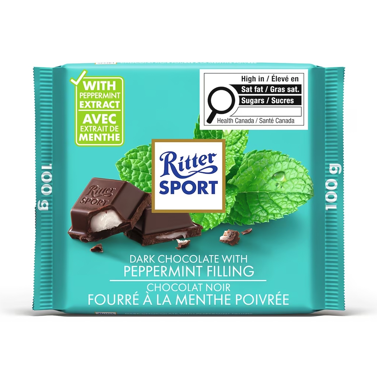 Ritter Sport Dark Chocolate with Peppermint Filling 100 g