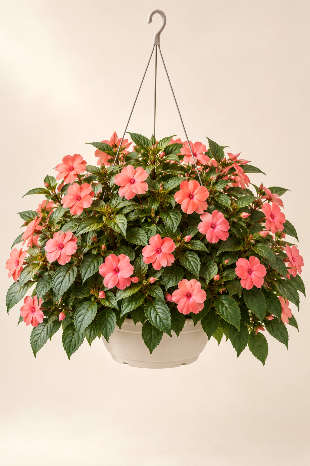 Impatiens hanging basket plant