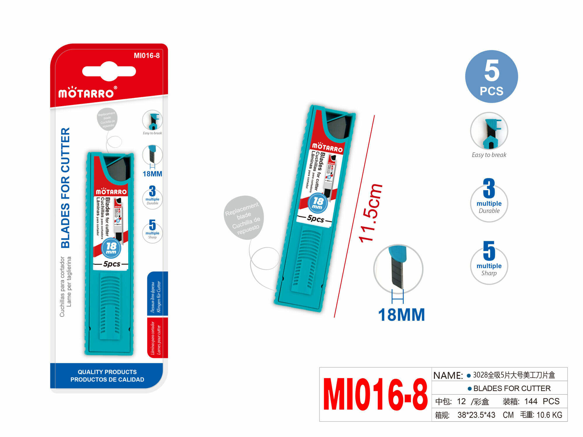 Mötarro Utility Knife Replacement Blades — 5-Pack