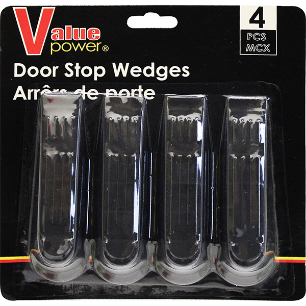 Value Power Black Wedge Door Stoppers — 4-Pack