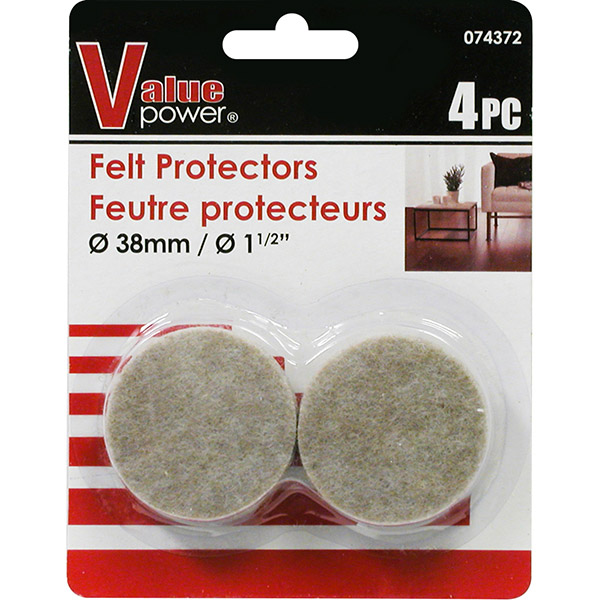 Value Power Round Felt Pads — 4-Pack