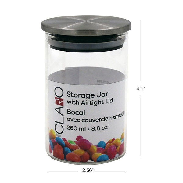 Claro Borosilicate Glass Jar with Airtight Lid — 260 mL