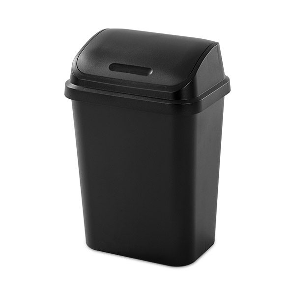 Sterilite Black Swing-Top Wastebasket — 29 L