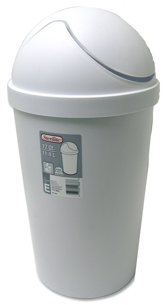 Sterilite White Swing-Top Wastebasket — 12 qt